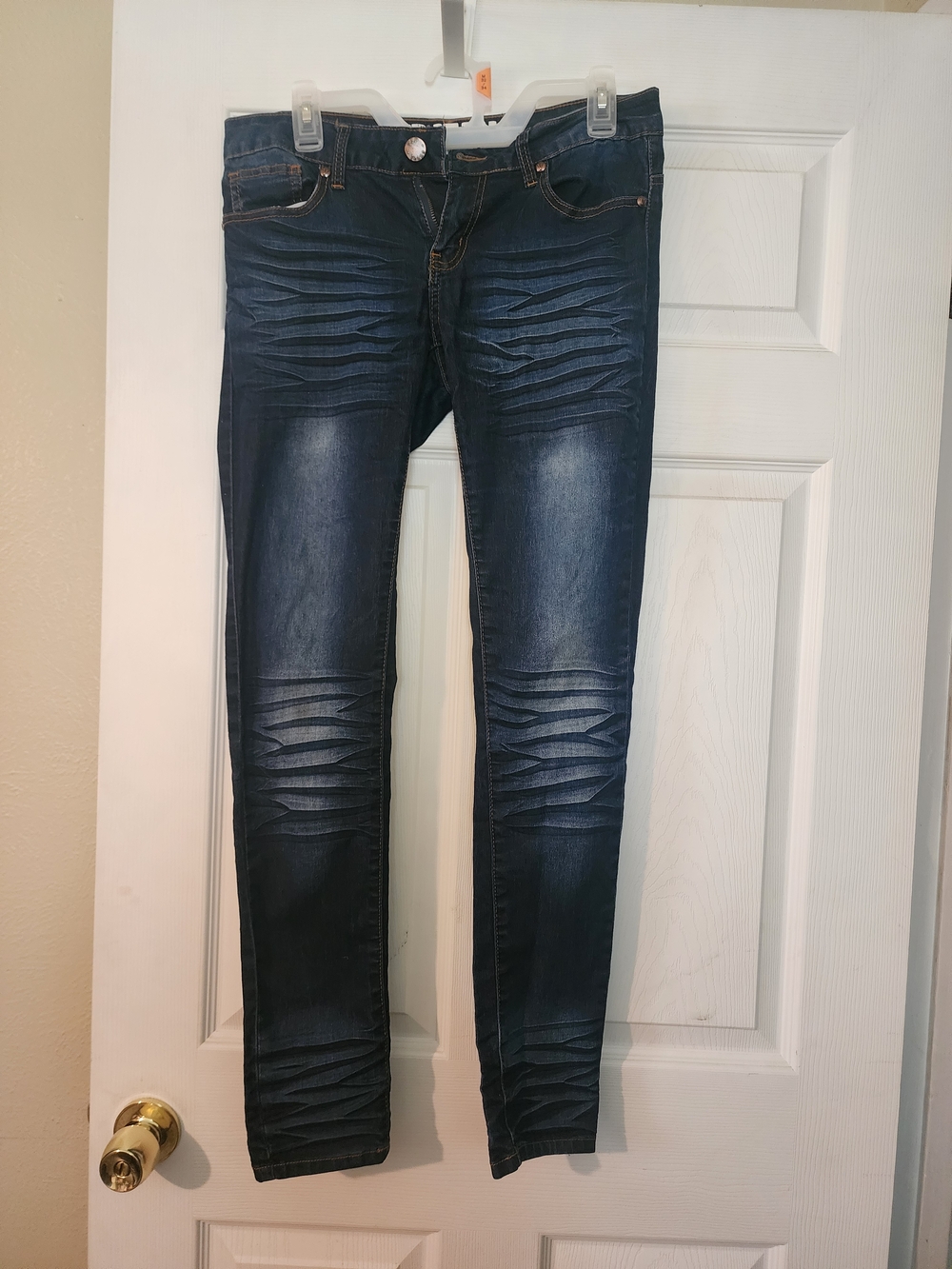 VIP Women's Indigo Skinny Jeans with Ribbed Whisker Detail
